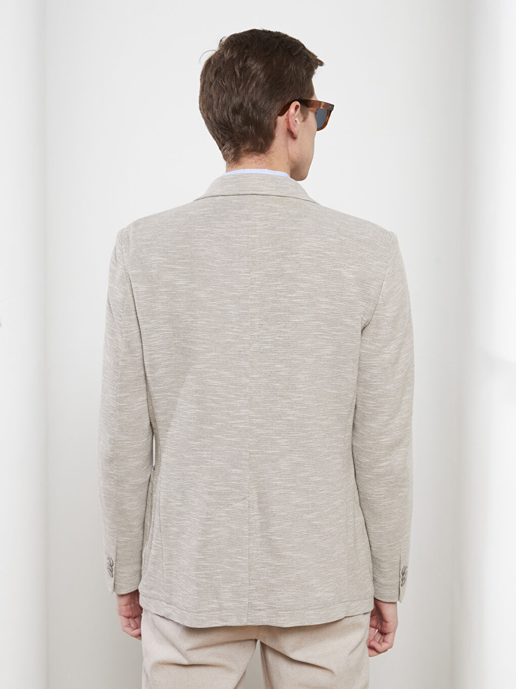 Bej Dar Kalıp Erkek Blazer Ceket-4