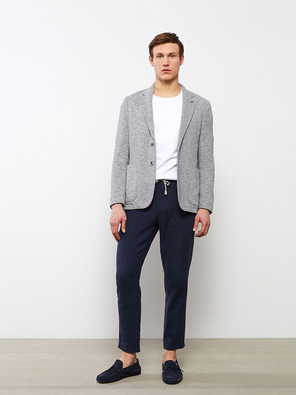 Gri Dar Kalıp Erkek Blazer Ceket