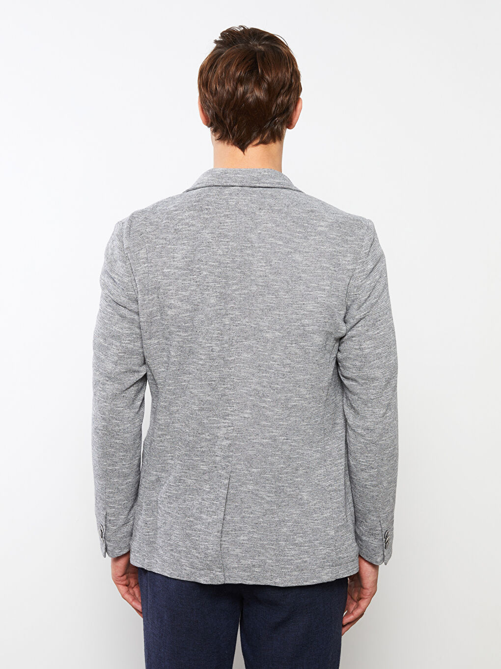 Gri Dar Kalıp Erkek Blazer Ceket-4