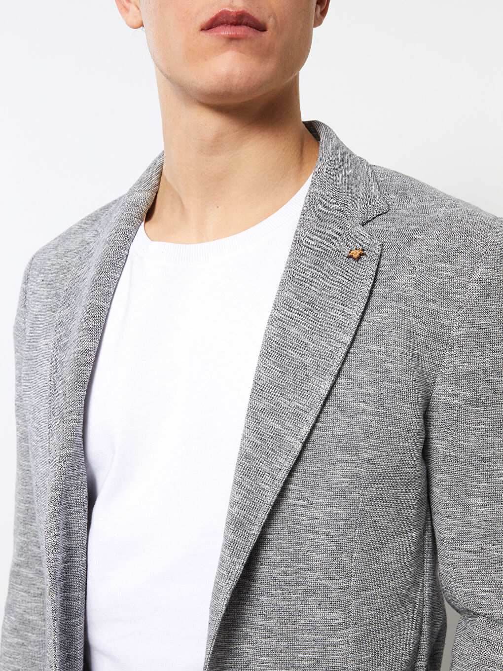 Gri Dar Kalıp Erkek Blazer Ceket-3