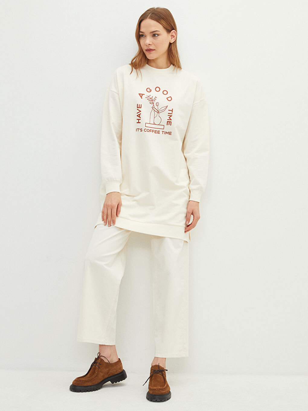 Elastic Waist Comfortable Fit Straight Pocket Detailed Gabardine Women's Trousers-1