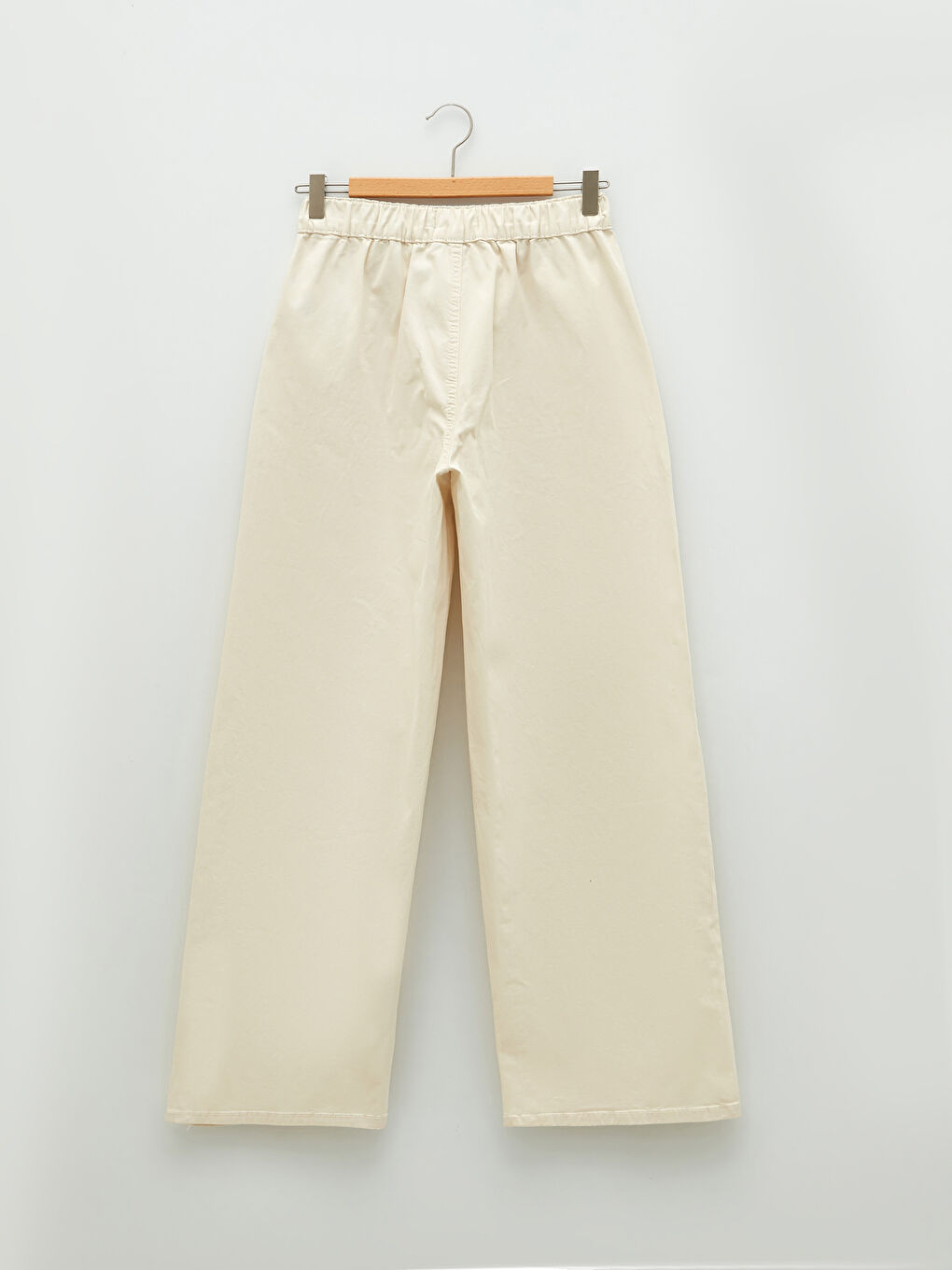 Elastic Waist Comfortable Fit Straight Pocket Detailed Gabardine Women's Trousers-5