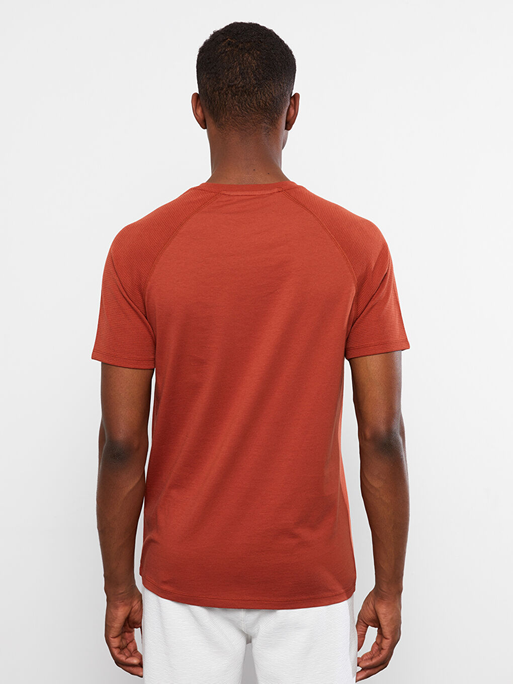 Kahverengi Bisiklet Yaka Kısa Kollu Erkek Tişört-4