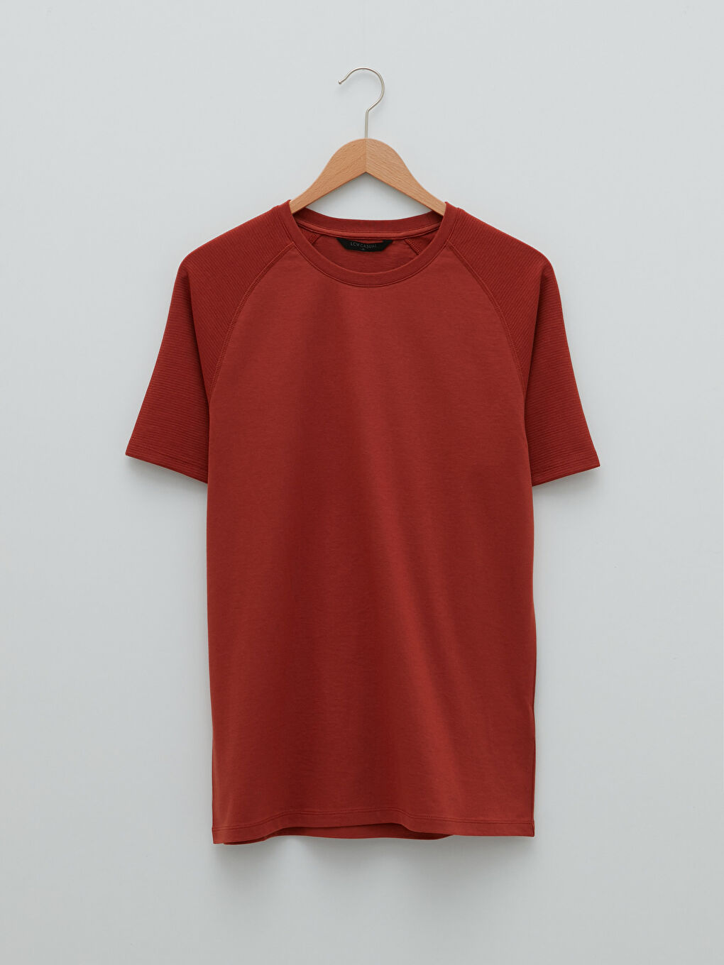 Kahverengi Bisiklet Yaka Kısa Kollu Erkek Tişört-5