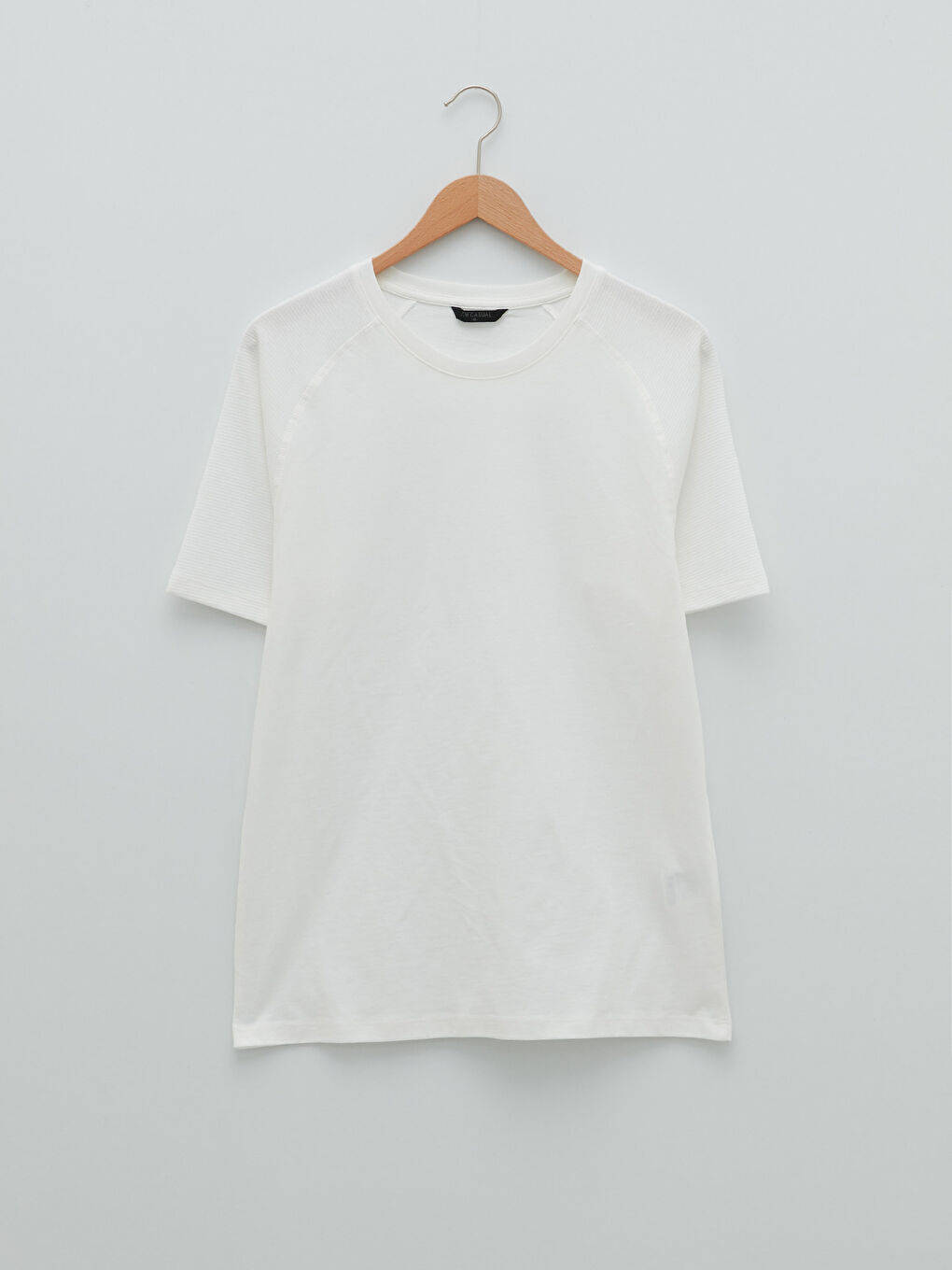 Ekru Bisiklet Yaka Kısa Kollu Erkek Tişört-5