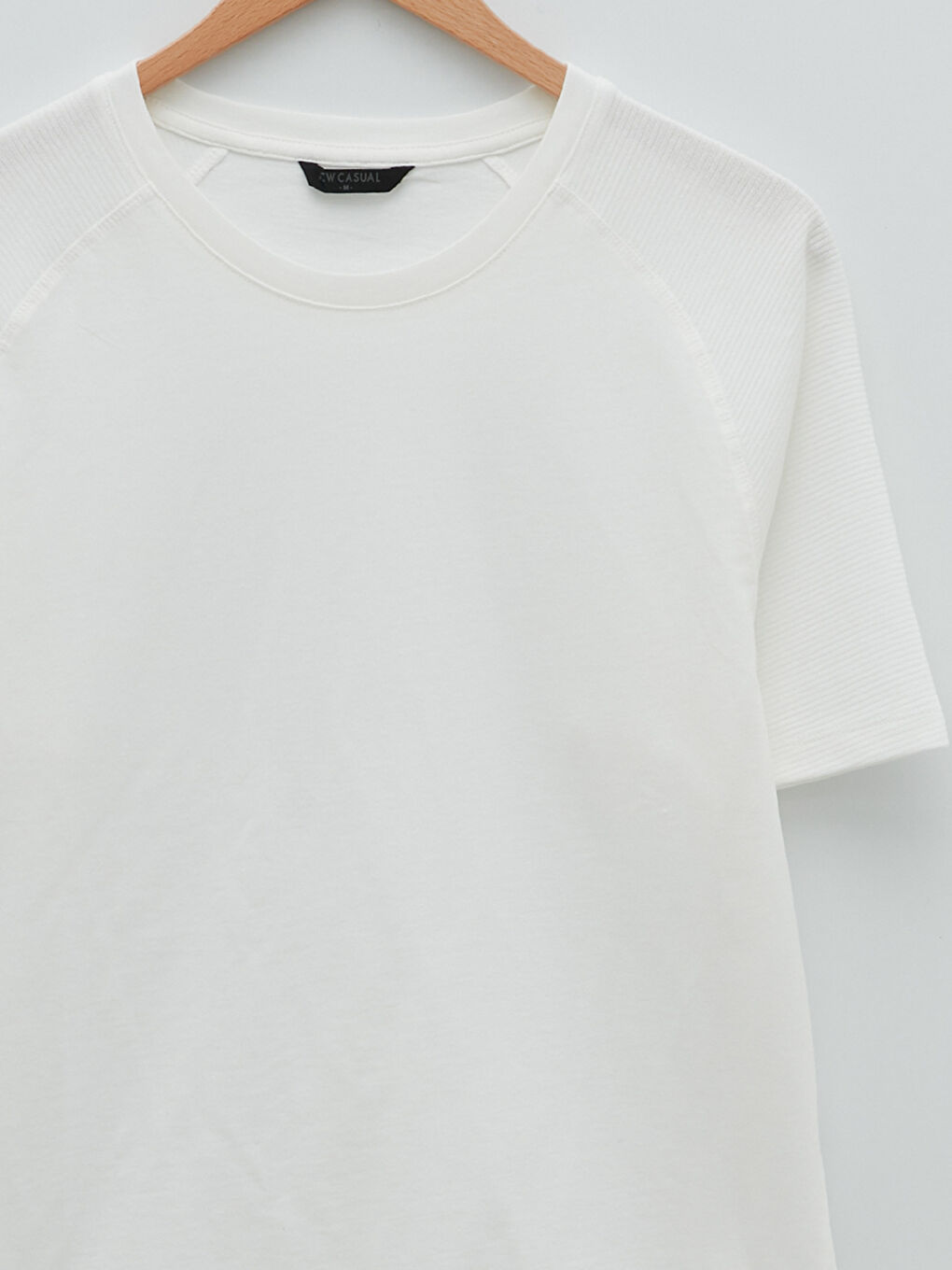 Ekru Bisiklet Yaka Kısa Kollu Erkek Tişört-7