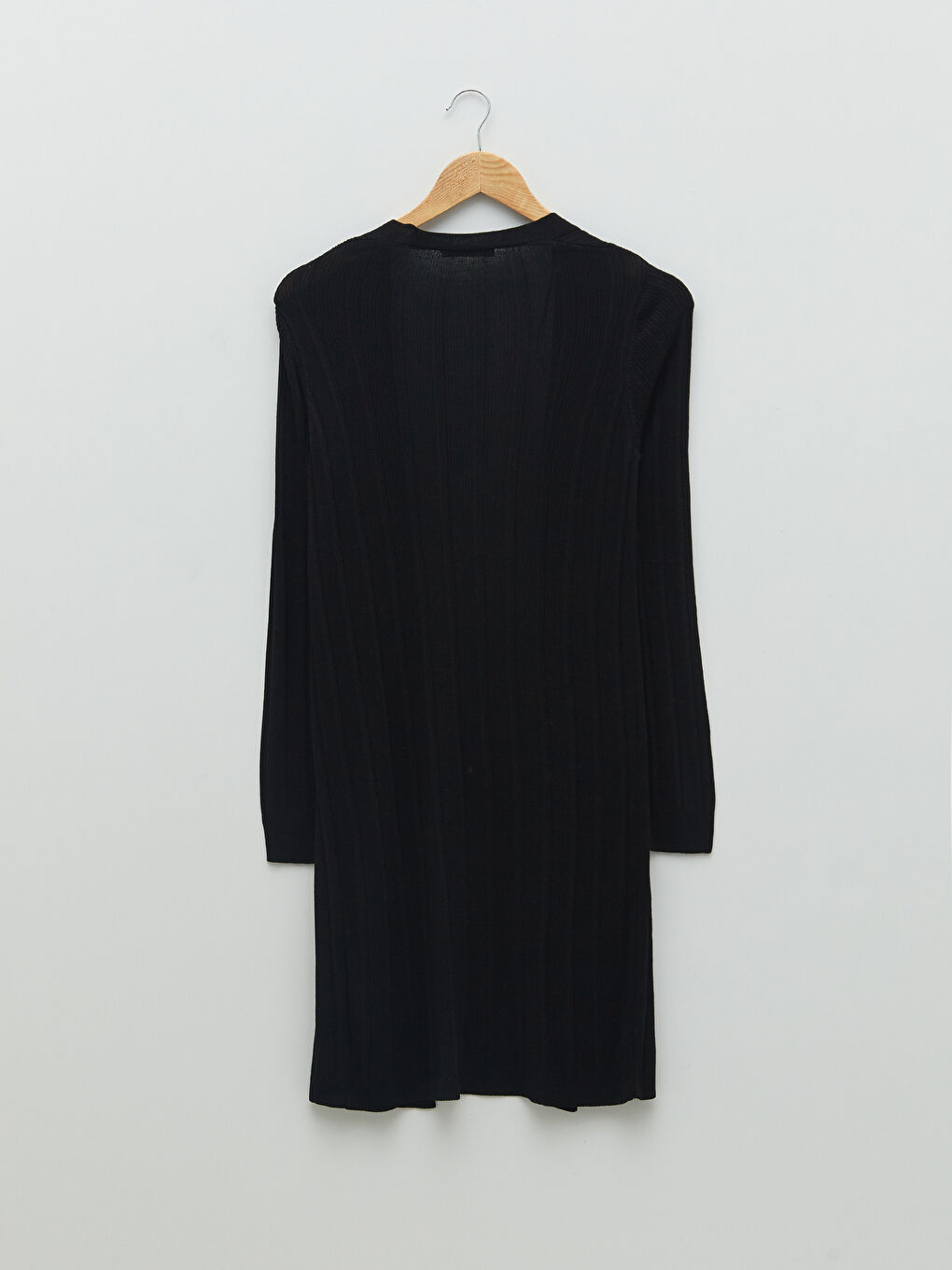 Siyah Şal Yaka Düz Uzun Kollu Kadın Triko Hırka-6