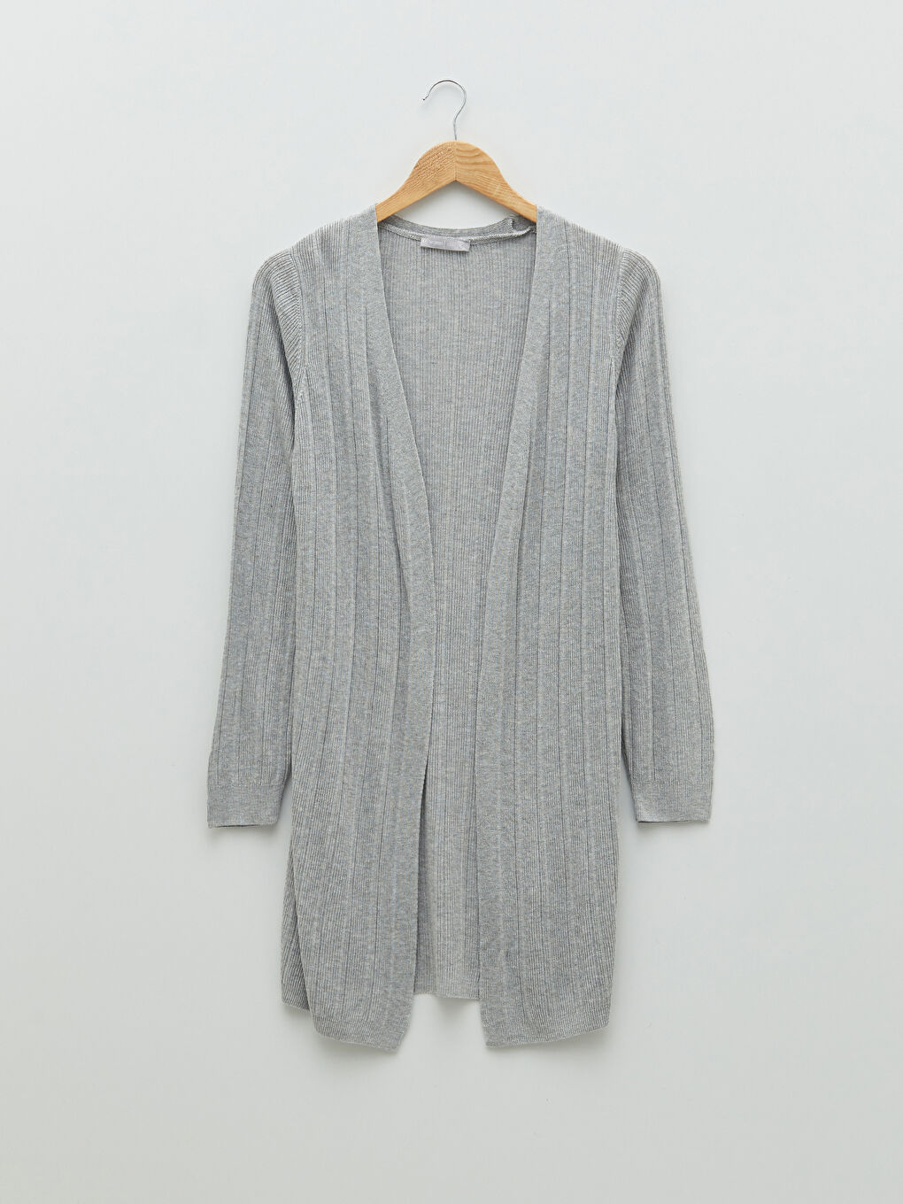 Әйелдерге арналған шаль жаға өрнексіз ұзын жең трикотаж кардиган-5