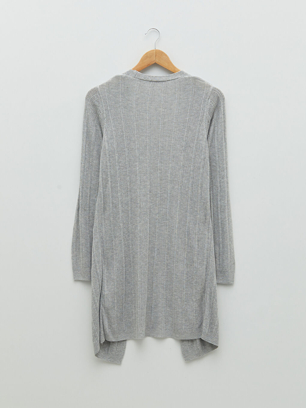 Әйелдерге арналған шаль жаға өрнексіз ұзын жең трикотаж кардиган-6