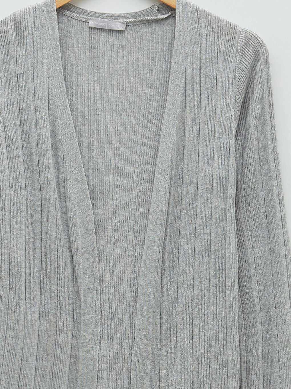 Әйелдерге арналған шаль жаға өрнексіз ұзын жең трикотаж кардиган-7