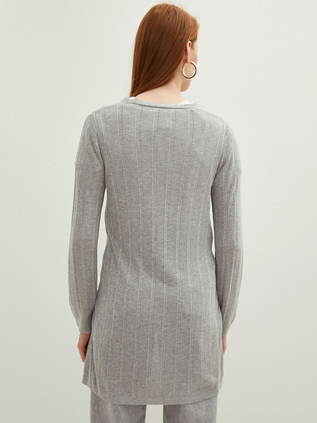 Әйелдерге арналған шаль жаға өрнексіз ұзын жең трикотаж кардиган-4