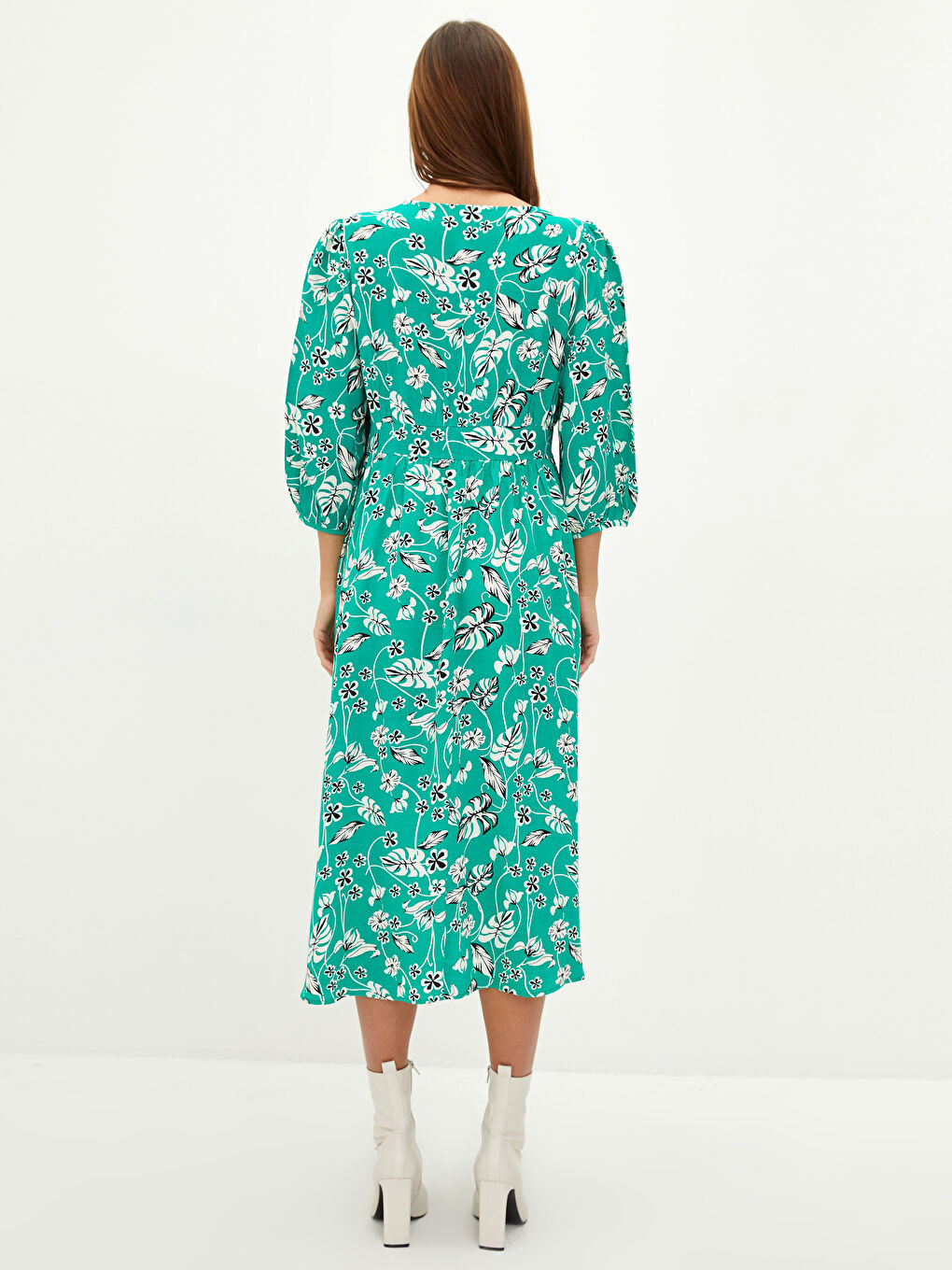 V Neck Floral Viscose Maternity Dress -S2BO74Z8-LRR