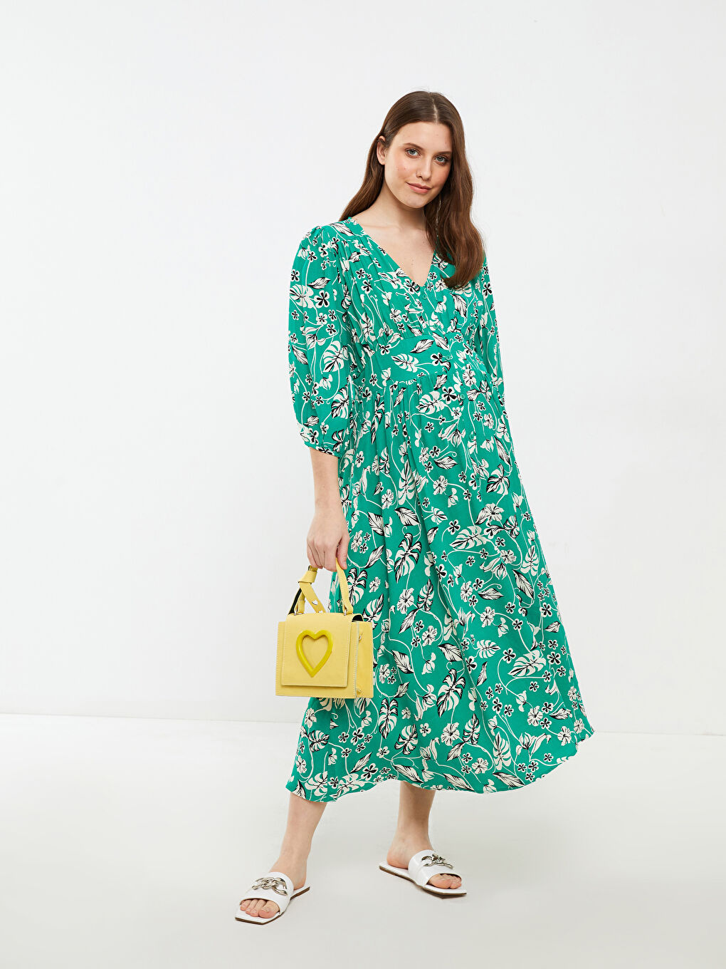 V Neck Floral Viscose Maternity Dress -S2BO74Z8-LRR