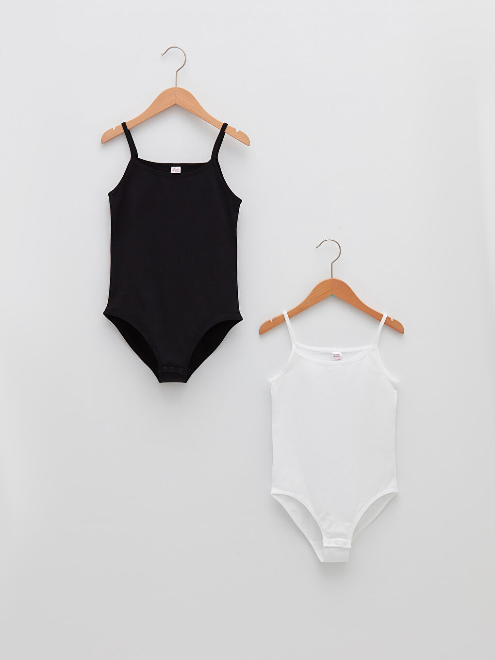 Square Collar Basic Suspended Cotton Girls' Snap Fastener Body 2 Pack -S2BO80Z4-E5X