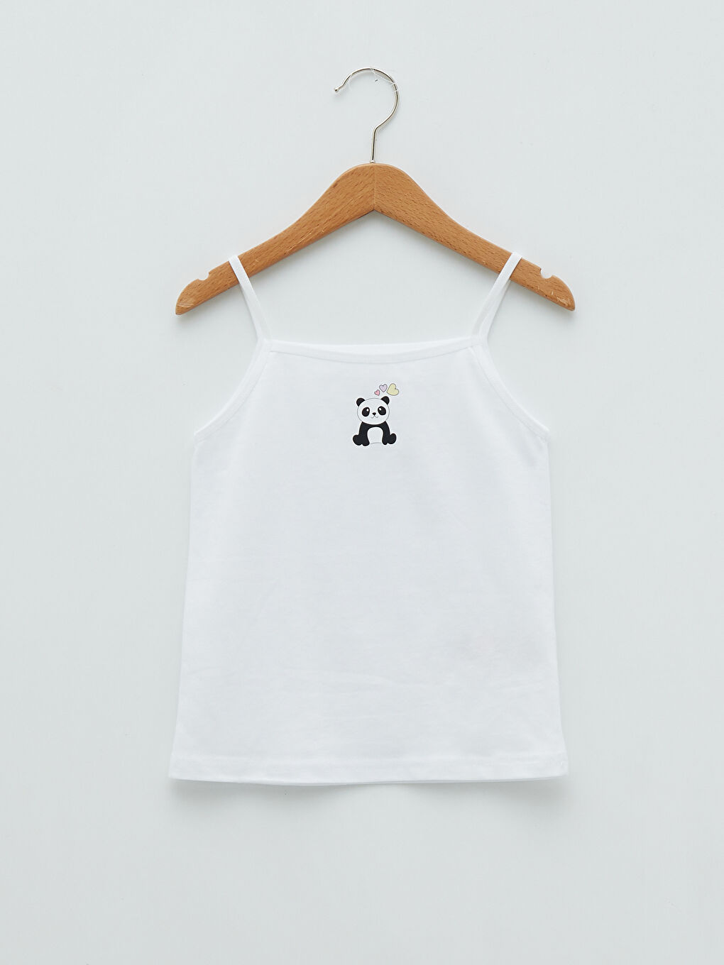 Beyaz Kare Yaka Baskılı Askılı Kız Çocuk Atlet 2'li-1