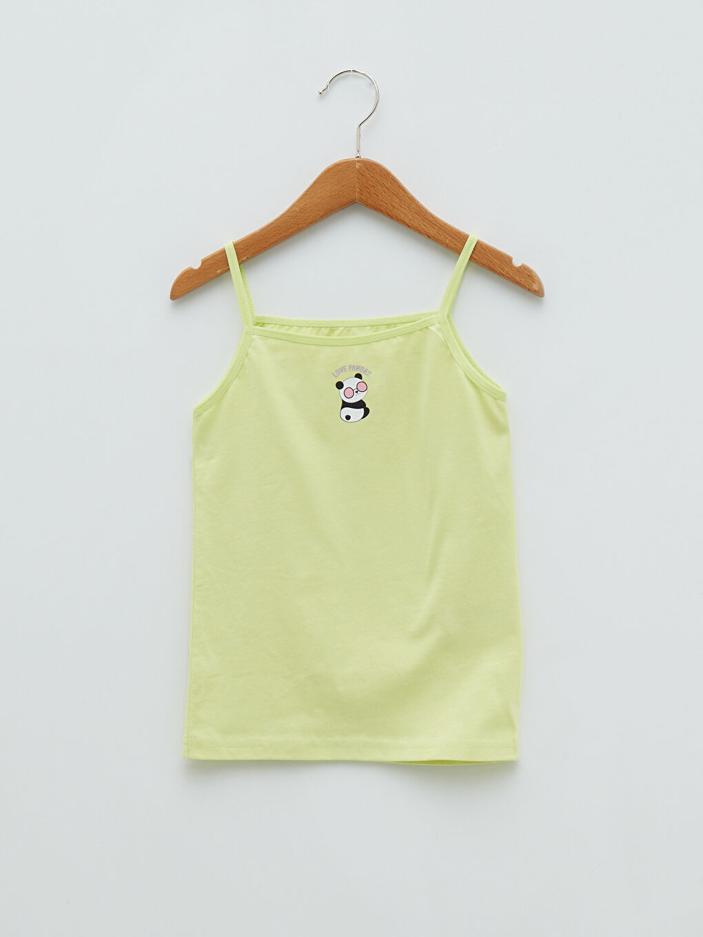 Beyaz Kare Yaka Baskılı Askılı Kız Çocuk Atlet 2'li-2