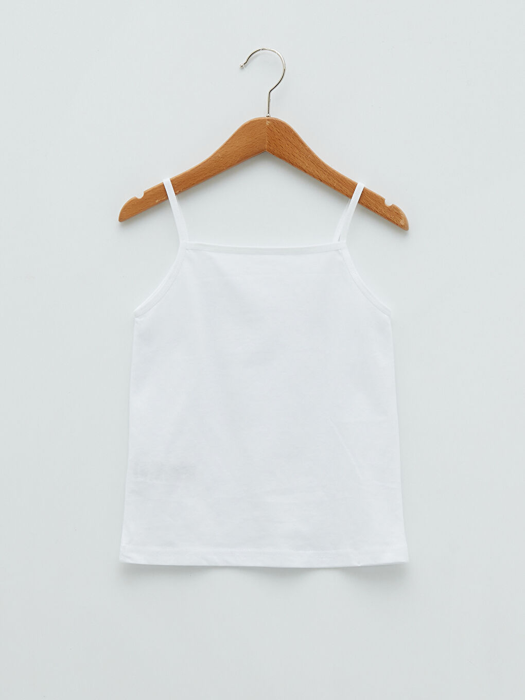 Beyaz Kare Yaka Baskılı Askılı Kız Çocuk Atlet 2'li-3