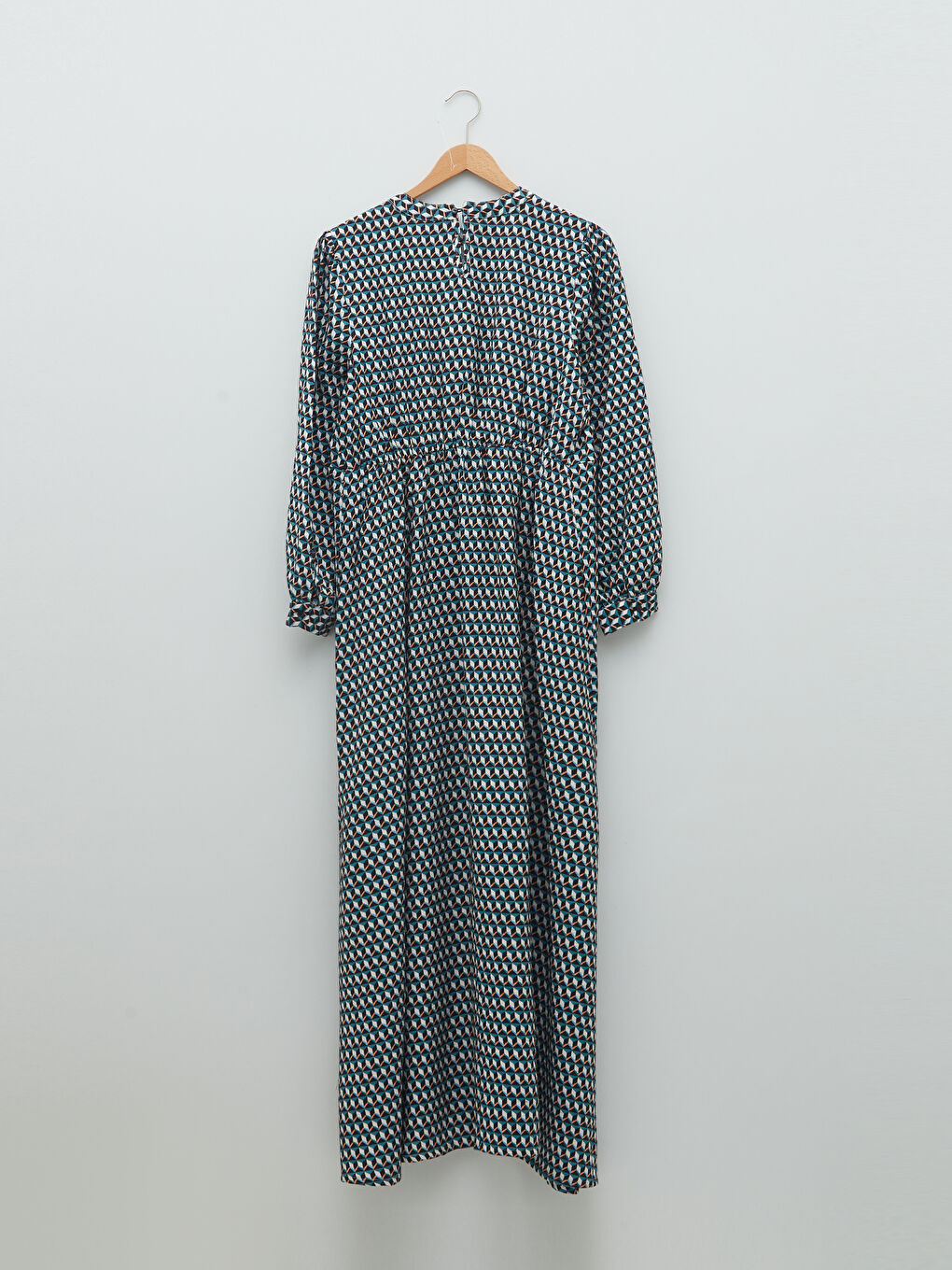 Crew Neck Patterned Long Sleeve Poplin Maternity Dress-6