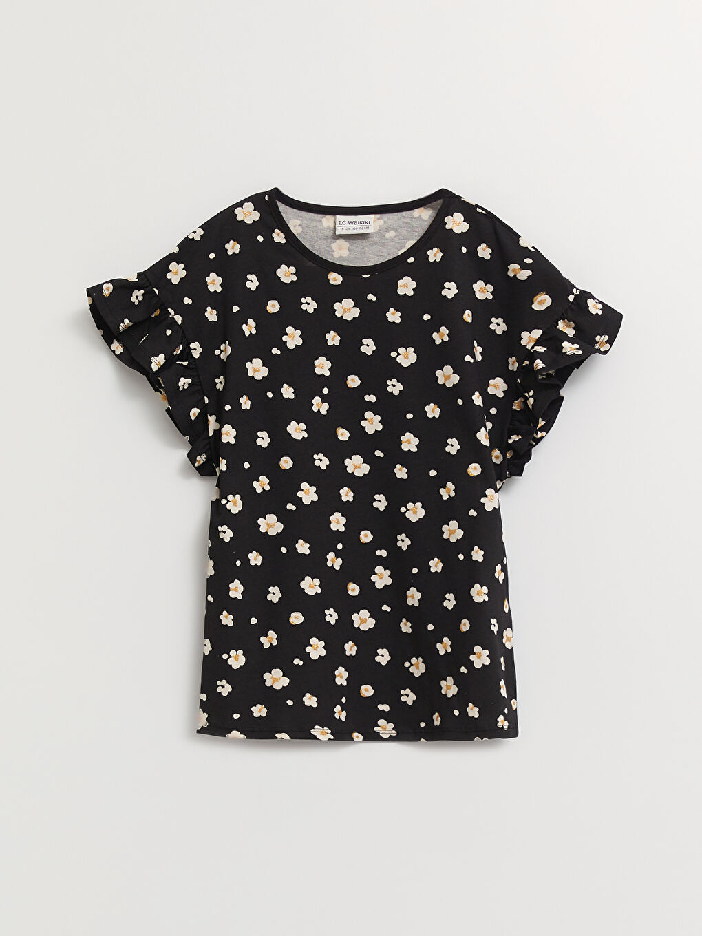 Crew Neck Printed Short Sleeve Girl's Blouse and Skirt-1