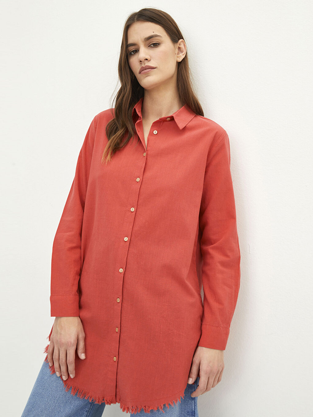 Plain Long Sleeve Women's Shirt Tunic -S2BP14Z8-GT0