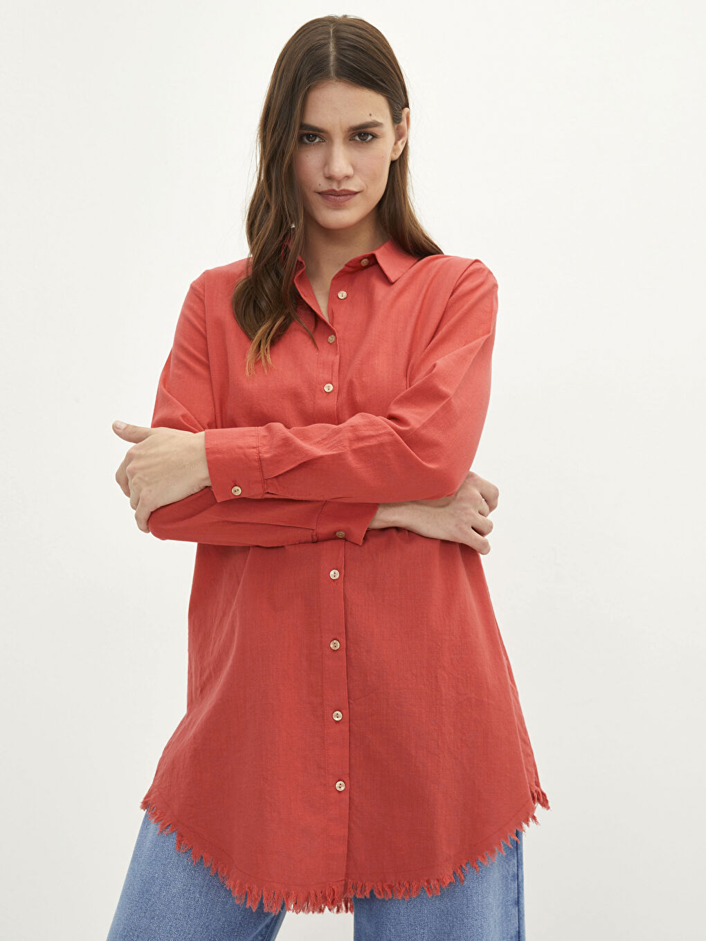 Plain Long Sleeve Women's Shirt Tunic -S2BP14Z8-GT0
