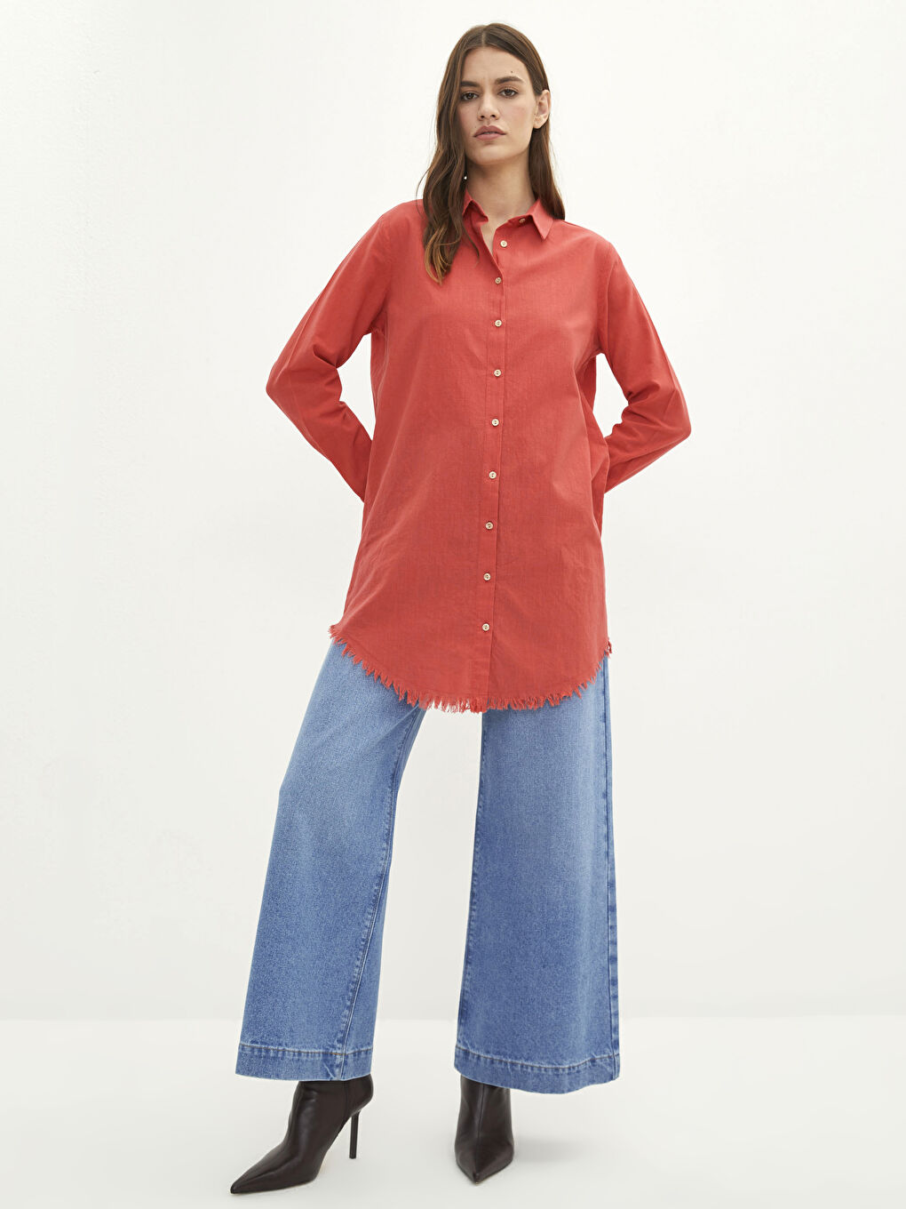 Plain Long Sleeve Women's Shirt Tunic -S2BP14Z8-GT0