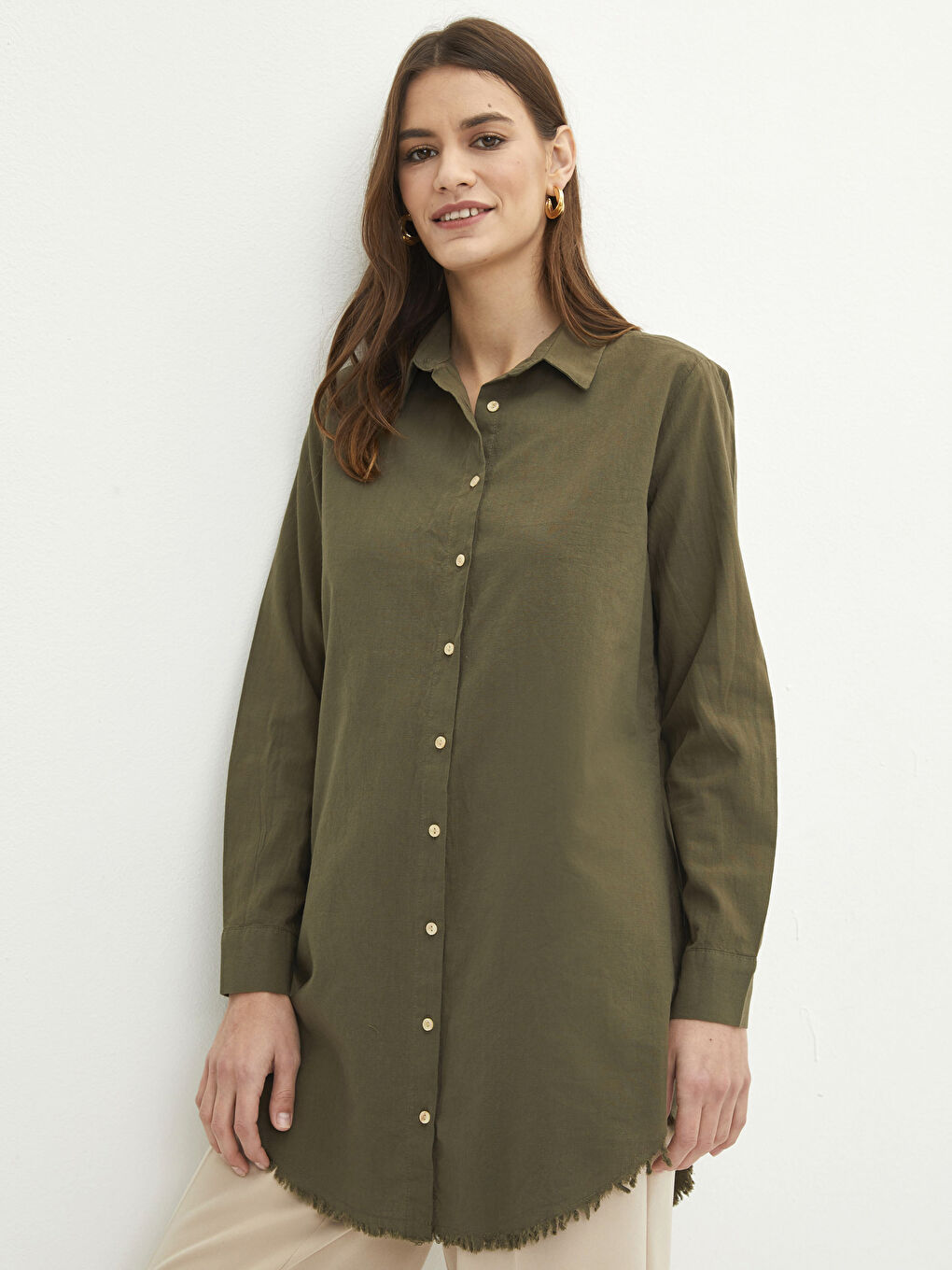 Plain Long Sleeve Women's Shirt Tunic