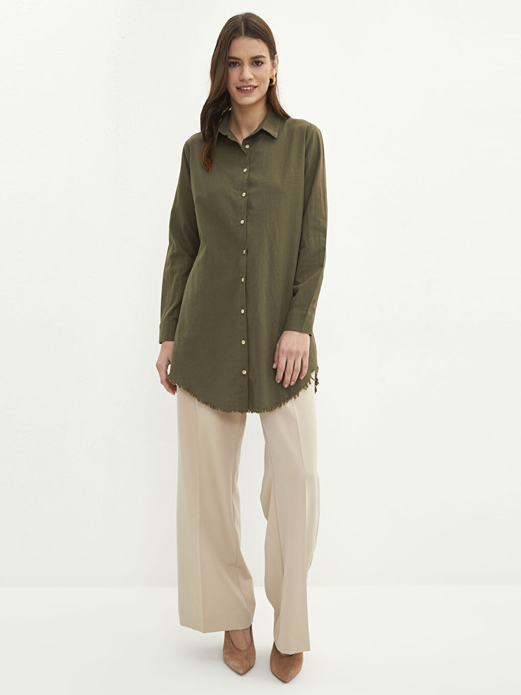 Plain Long Sleeve Women's Shirt Tunic-2