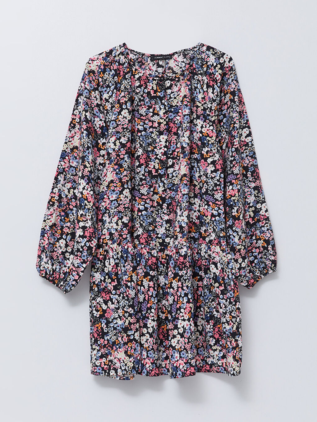 Crew Neck Floral Long Sleeve Women's Tunic-5