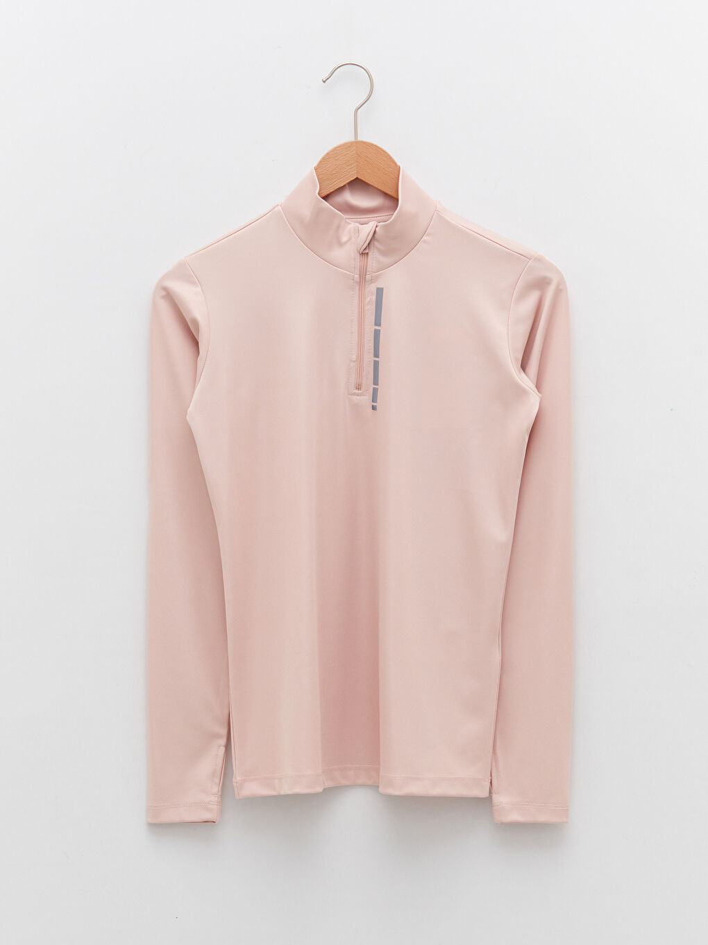 Pembe Dik Yaka Baskılı Uzun Kollu Kadın Outdoor Tişört-6