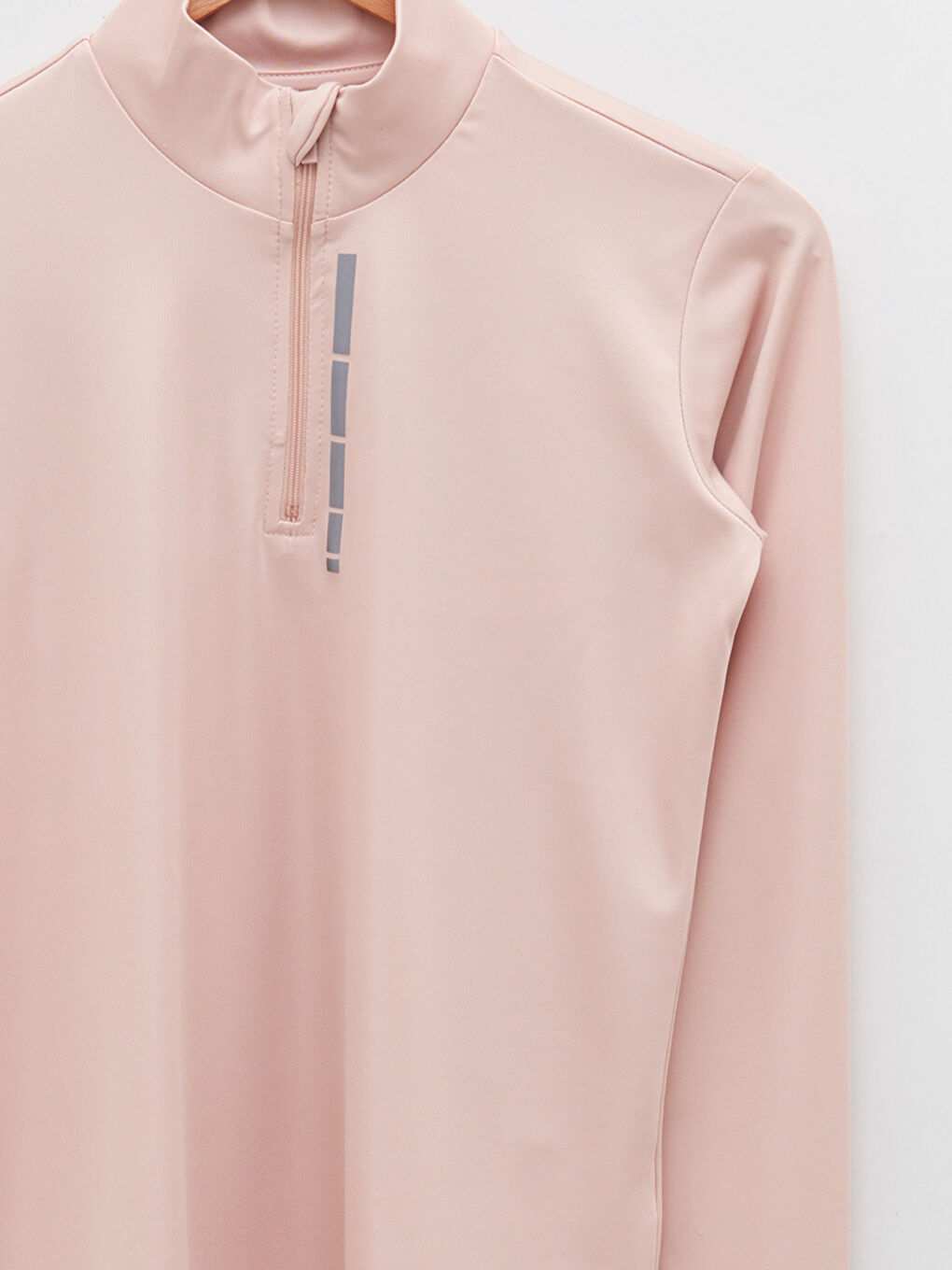 Pembe Dik Yaka Baskılı Uzun Kollu Kadın Outdoor Tişört-7