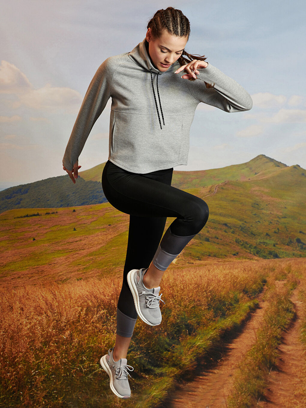 Color-Blocked Women's Outdoor Leggings With Elastic Waist -S2BP33Z8-HEG