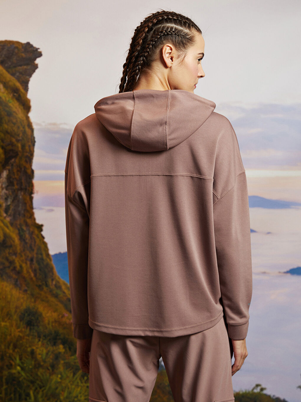 Plain Long Sleeve Women's Outdoor Hoodie -S2BP52Z8-GMU