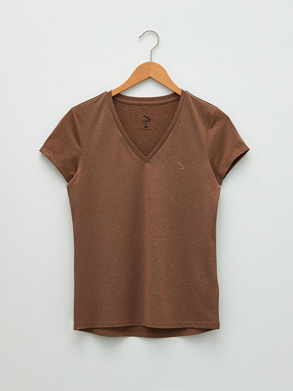 V Yaka Baskılı Kısa Kollu Kadın Outdoor Tişört-4