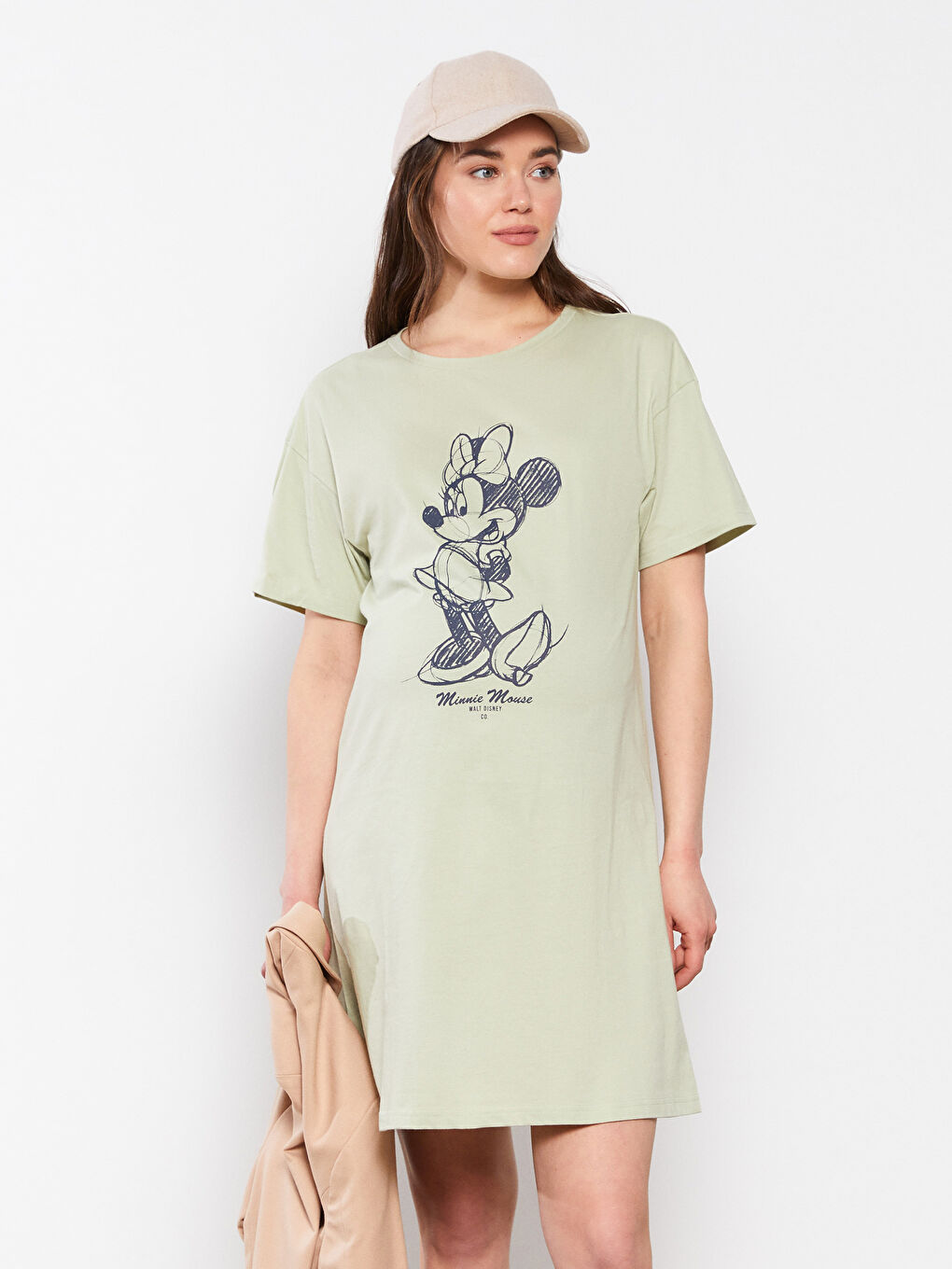 LCWAIKIKI Maternity Crew Neck Minnie Mouse Printed Short Sleeve Cotton Maternity Dress -S2BP62Z8-FJY
