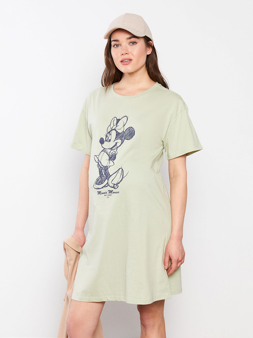 LCWAIKIKI Maternity Crew Neck Minnie Mouse Printed Short Sleeve Cotton Maternity Dress -S2BP62Z8-FJY