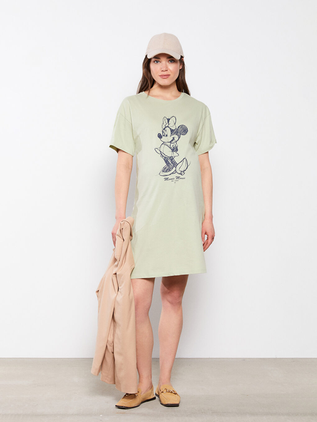 LCWAIKIKI Maternity Crew Neck Minnie Mouse Printed Short Sleeve Cotton Maternity Dress -S2BP62Z8-FJY