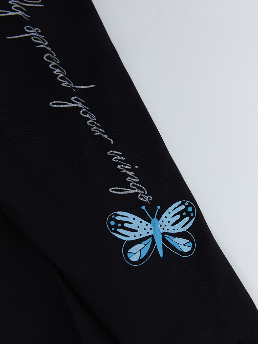 Siyah Beli Lastikli Baskılı Pamuklu Kız Çocuk Tayt-2