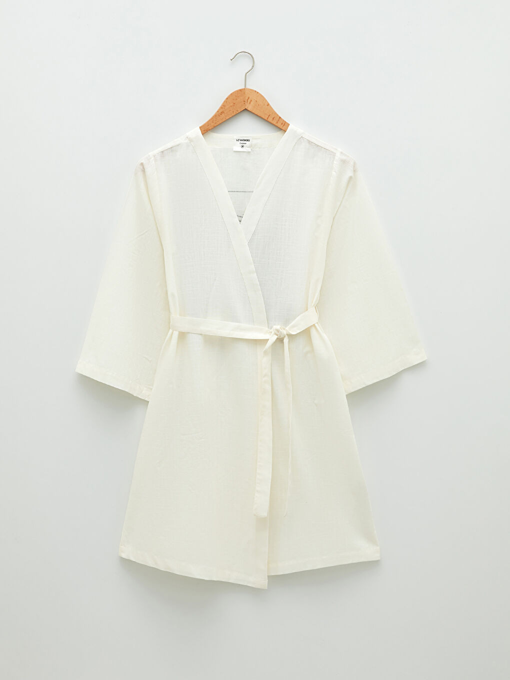 Double Breasted Collar Printed Long Sleeve Poplin Women's Kimono -S2BP80Z8-FRC
