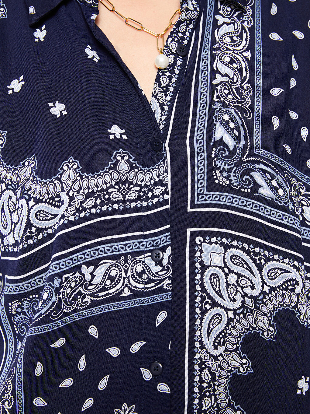 Patterned Long Sleeve Viscose Women's Shirt Tunic-3