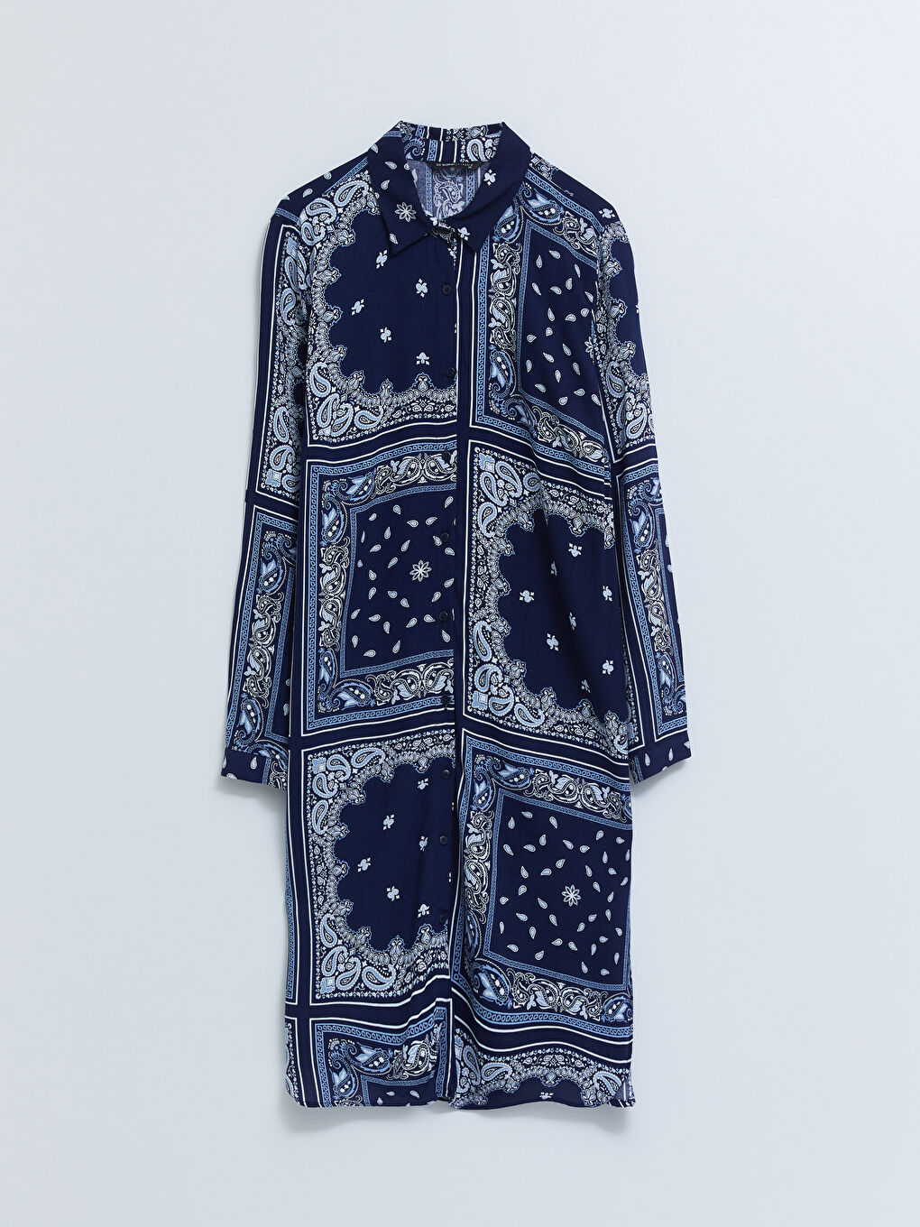 Patterned Long Sleeve Viscose Women's Shirt Tunic-5