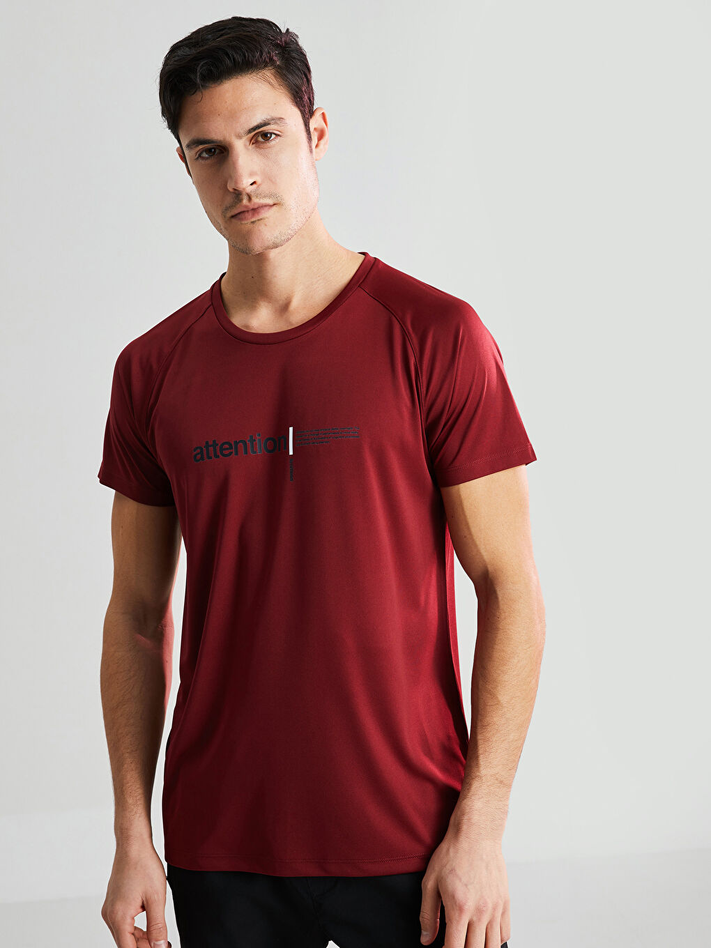 Bordo Bisiklet Yaka Kısa Kollu Erkek Spor Tişört-1