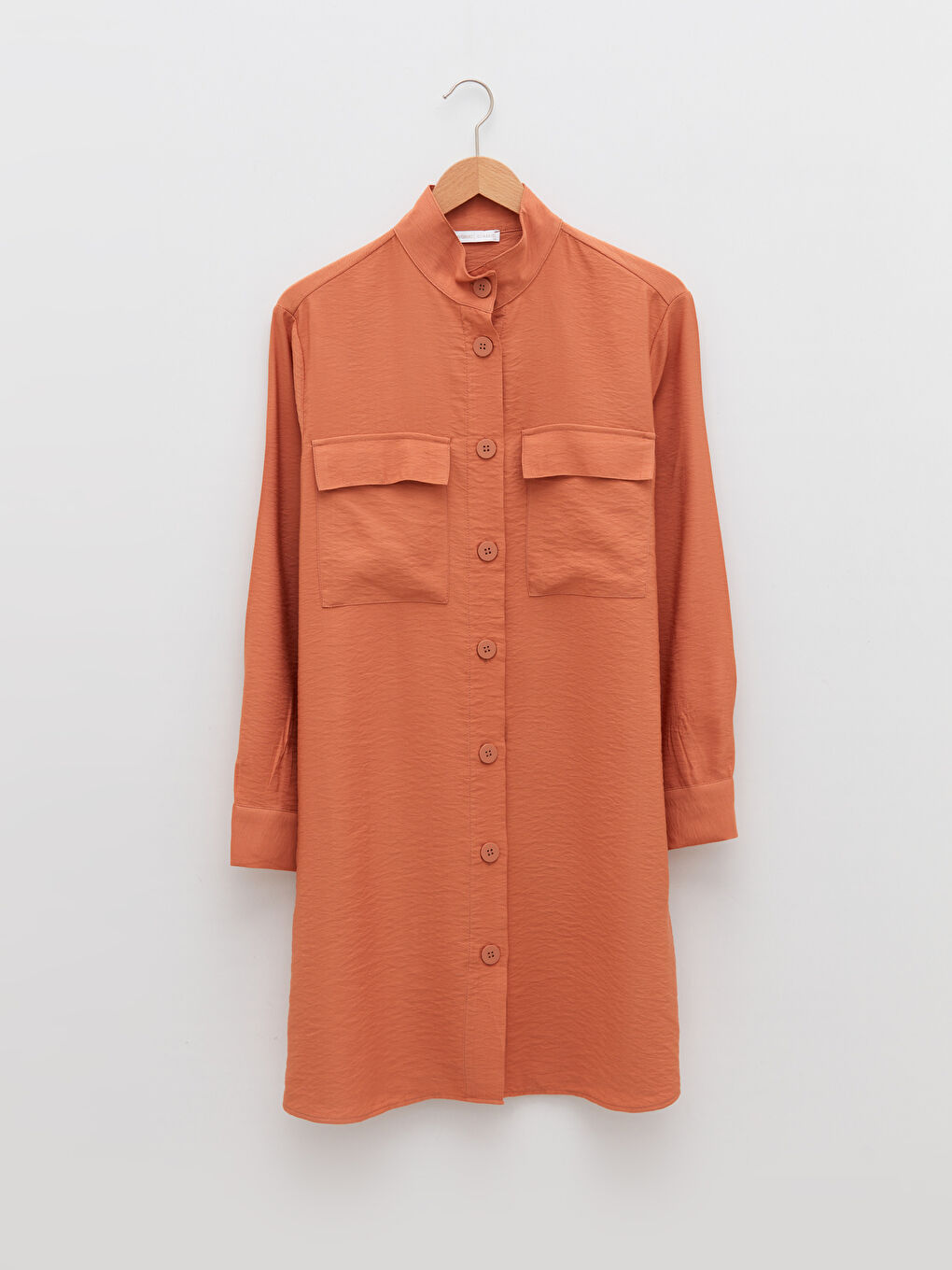 Tunique pour Femmes à Col Mao Unie à Manches Longues-5