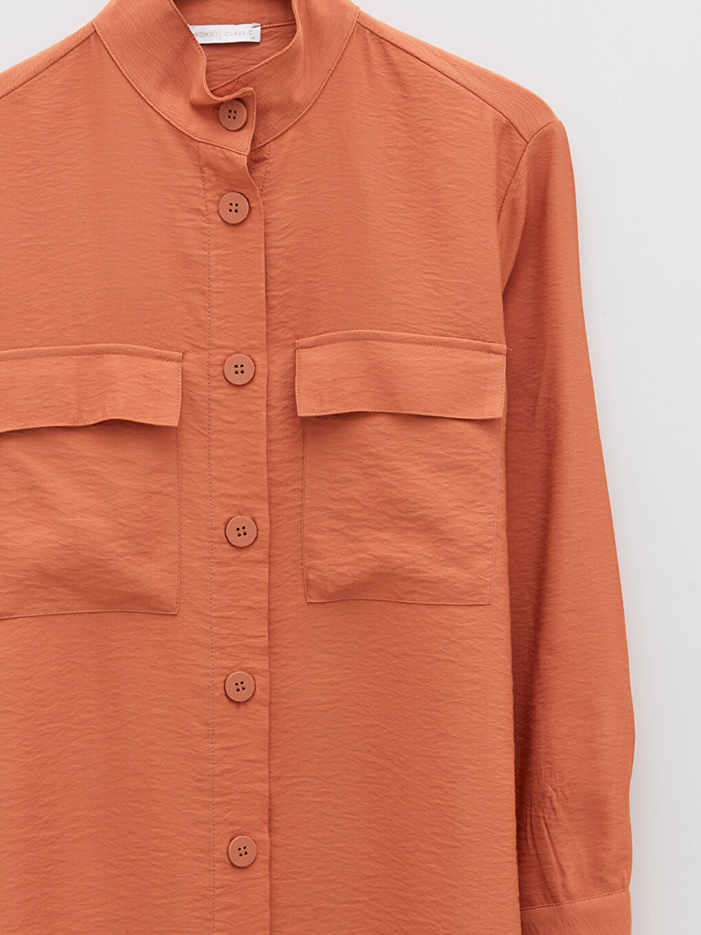 Tunique pour Femmes à Col Mao Unie à Manches Longues-7