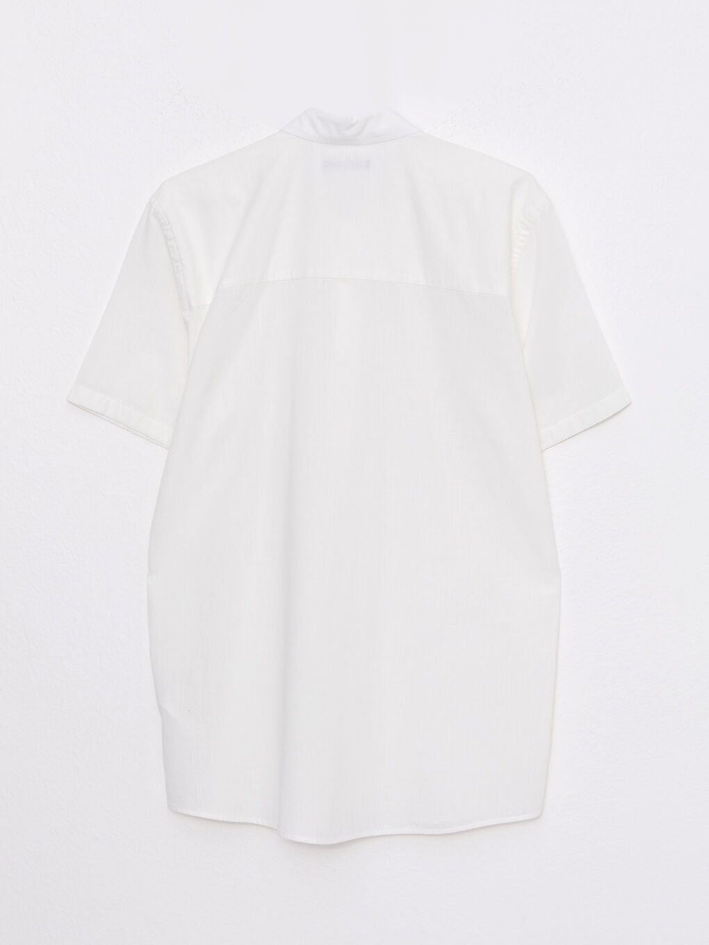 Ekru Rahat Kalıp Kısa Kollu Gabardin Erkek Gömlek-1