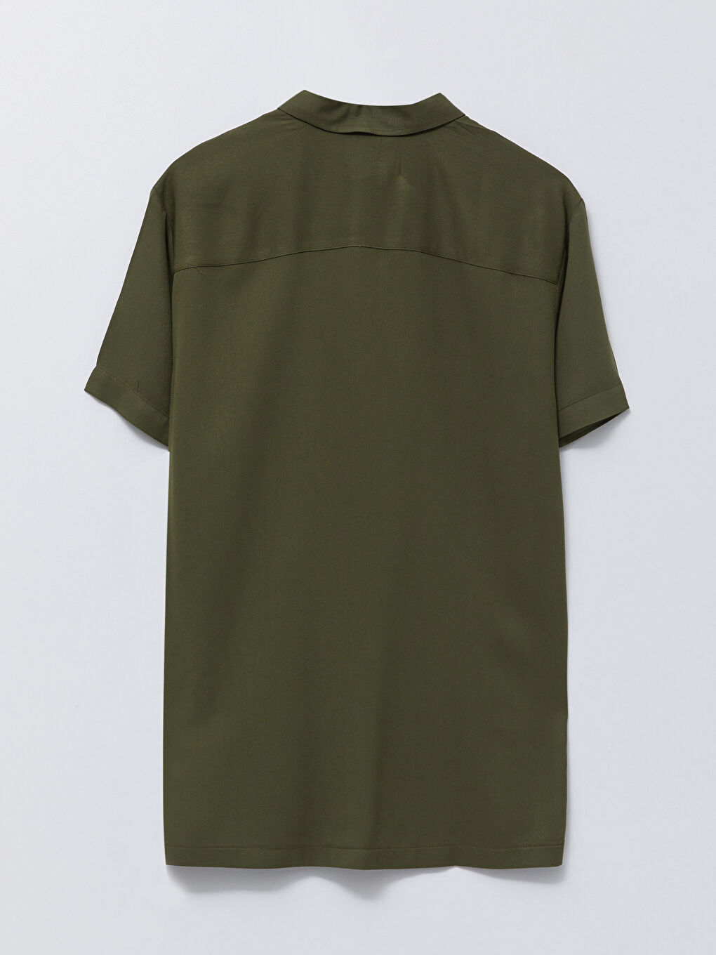 Haki Regular Fit Kısa Kollu Gabardin Erkek Gömlek-6