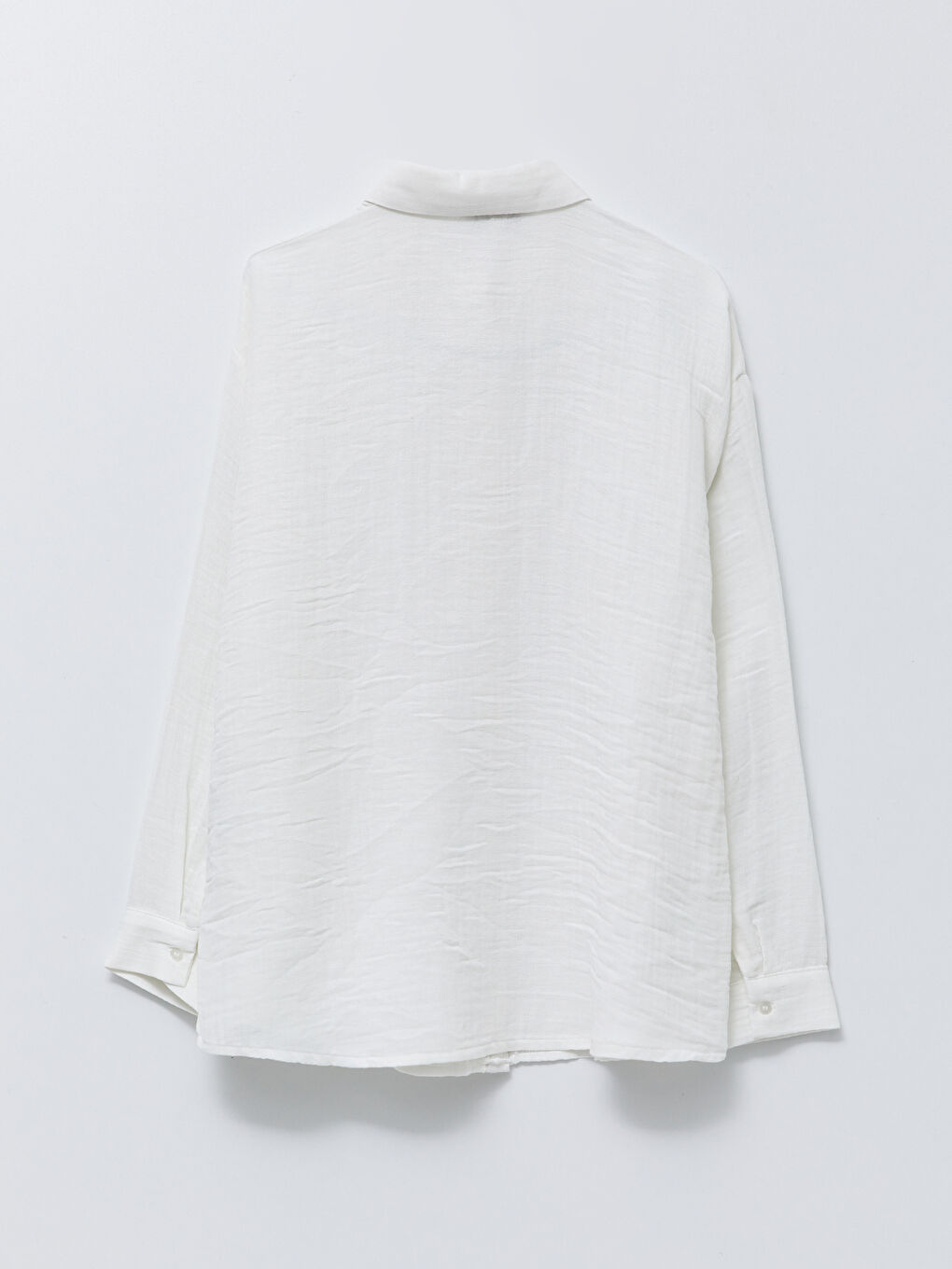 Ekru Önden Düğme Kapamalı Düz Uzun Kollu Kadın Gömlek-7