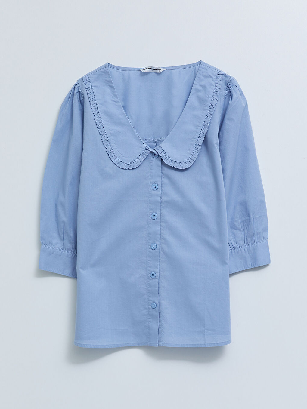 Baby Collar Plain Poplin Women's Blouse-6