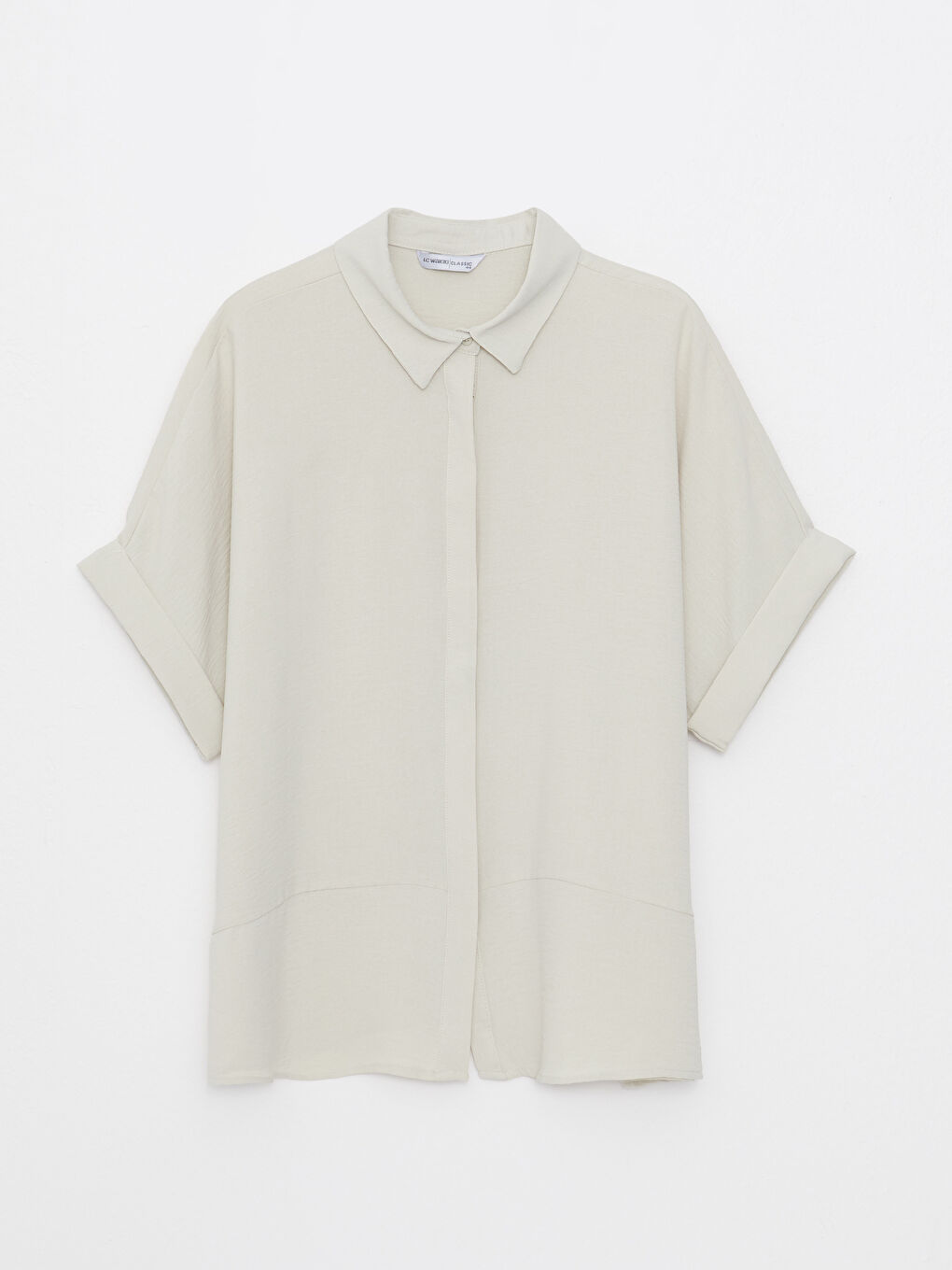 Front Button Closure Straight Short Sleeve Women's Shirt -S2BQ46Z8-FZJ