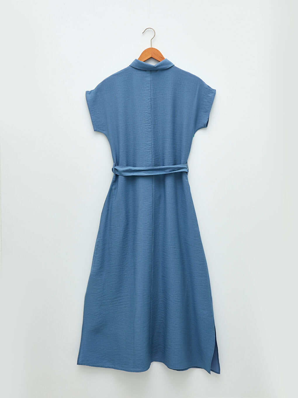 Plain Short Sleeve Women's Shirt Dress-6